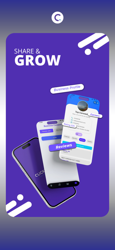 Clickilink Share and Grow screen